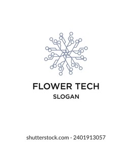 Flower tech logo icon design template vector illustration