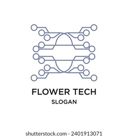 Icono de logotipo de tecnología de flor ilustración de vector