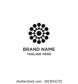 Flower Tech logo template design Vector illustration 