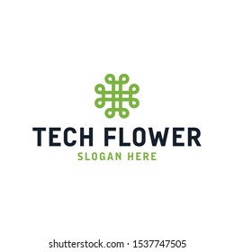 Flower Technology Design Logo Vector. Nature Icon Beautiful Logo Design. Modern and Simple Luxury Logo Vector Icon