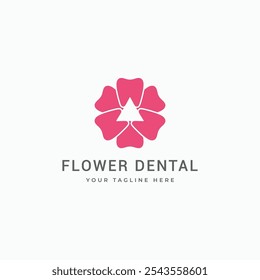 Flower and teeth dental care logo design concept. Modern beauty dentist symbol vector icon illustration