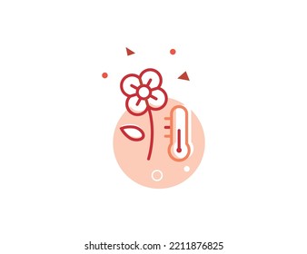 Flower Temperature Stroke Line Icon, Flower Temperature vector illustration