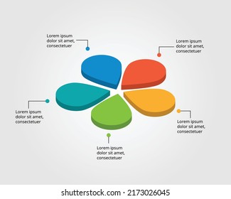 flower template for infographic for presentation for 5 element