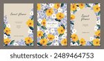 ชื่อ	
Flower template set for poster, card, cover, label, banner in modern minimalist style and simple spring design templates with florals and plants.