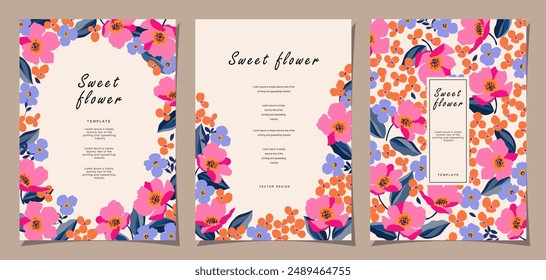 ชื่อ	
Flower template set for poster, card, cover, label, banner in modern minimalist style and simple spring design templates with florals and plants.