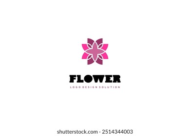 Solução de design de logotipo simples de modelo de flor