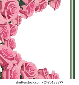 flower template with space for text with pink roses