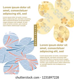 Flower template vector in Japanese style. Cherry blossom and Ribbon pattern background.