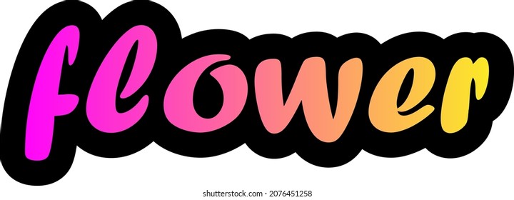 Flower text with gradient effect, vector illustrator, flower sign element