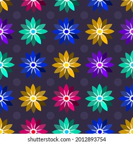 Fondo de textura de flor con colores festivos, patrón transparente, ilustración de naturaleza vectorial