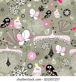 flower texture with birds
