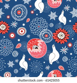 Flower texture with birds