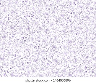 Flower texture. Decorative pattern. Botanical floral motifs scattered randomly. Vector graphics.