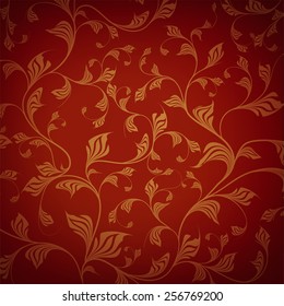Flower texture on a red background. Vector.