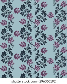 Flower texture pattern background in blue. Vector
