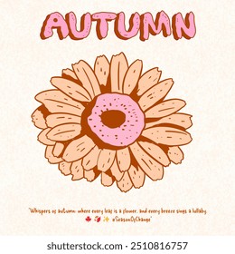 uma flor que diz outono outono outono elementos abóbora outono groovy outono vibes outono 60s 70s, Groovy queda clipart Retro vintage outono bebida Retro outono queda Trendy Hippie flor bonito desenho, 