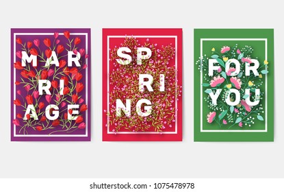 Flower theme for the design of gift flyers. The best cards for a wedding or birthday. Template for decorating of an invitation to flower shop