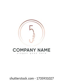 Flower themed style number 5 logo template, Vector logo for business and company identity 