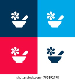 Flower Therapy four color material and minimal icon logo set in red and blue