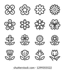 conjunto de iconos de línea delgada de flor,vector e ilustración