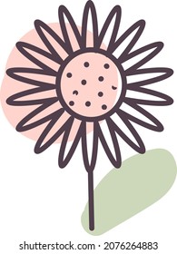 Flower with think petals, illustration, vector, on a white background.