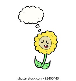 flower with thought bubble cartoon