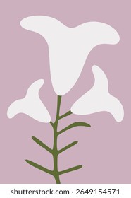 Flor com três botões. Cartaz natural em estilo plano.