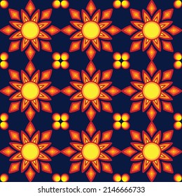 patrón de azulejos florales en estilo retro