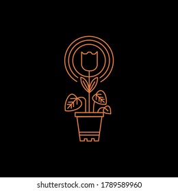 Flower tob line art vector - flower pots line art