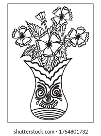 flower top coloring book page. flower coloring book . doddle coloring book .art book.