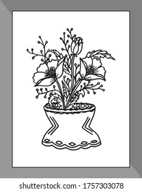 flower top coloring book pages design.doddle coloring book design. flower coloring book. flower line art design.