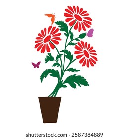 Flower top with vector of illustration