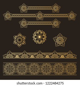 Flower tracery. Set of art deco tracery. Vector illustration vintage design.