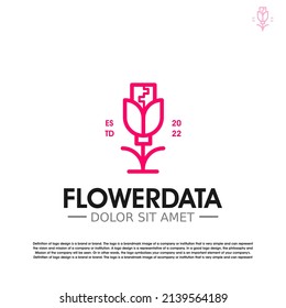 Flower Transfer Data Logo Vector Design Template Illustration