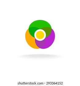 Flower transparent style logo. Three petals lotus symbol. Transparency are flattened.