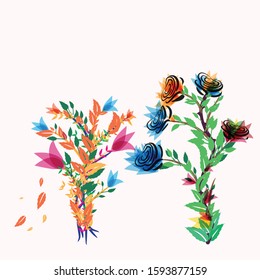 flower tree colorful design 2 flower tree