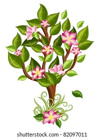 flower tree with glossy leaves