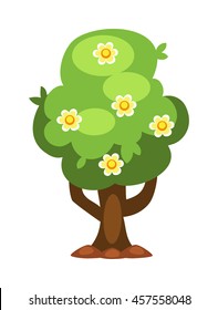 Flower tree isolated on white background and orange tree vector nature fruit tree