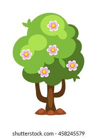 Flower tree isolated on white background and orange tree vector nature fruit tree