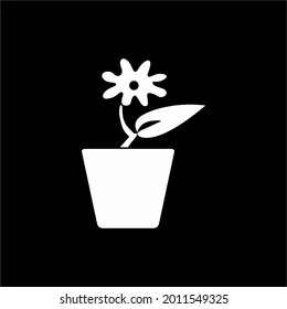 Flower Tree on the Pot Plant Naive Illustration. Vector Illustration