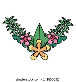flower tropical leaves decoration on white background vector illustration