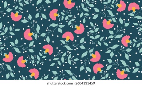 Flower and tropical leaves seamless pattern background. Flower, Tropical leaves illustration. Tropical leaves background. Perfect for fabric, textile, wallpaper, and decor. SSTKbackgrounds