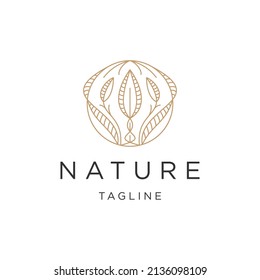 Concepto de logotipo tropical de flores, plantilla de icono de diseño plano