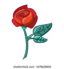 flower tropical spring floral, romantic red flower isolated cartoon vector illustration graphic design