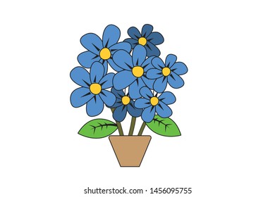Flower tub with flower tree on white background vector 