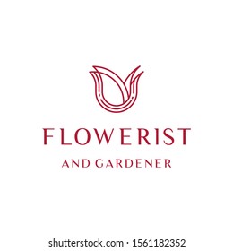 Flower Tulip and the garden logo inspiration vector icon illustration