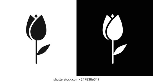 Flower tulip icon flat line symbol set.