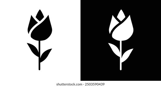Icono de tulipán de flor Conjunto de Vector plano contorno