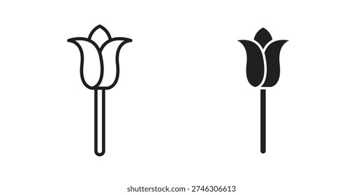 Flower tulip icon or logo pack. Vector Illustration Outline and flat