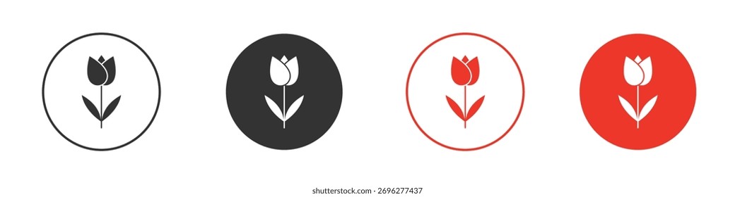 Icono de tulipán de flores Logos. Plantilla de diseño de icono de Vector plano